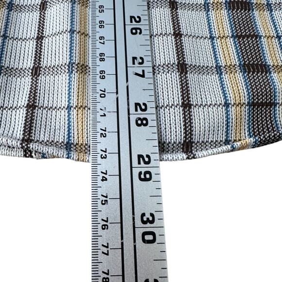 Vintage BVD XKE Disco Shirt Mens Large Multi Plaid Pointed Dagger Collar Button - Picture 9 of 10